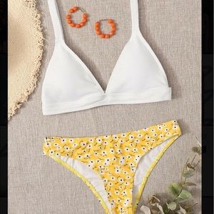 White and Yellow Flowered Bikini